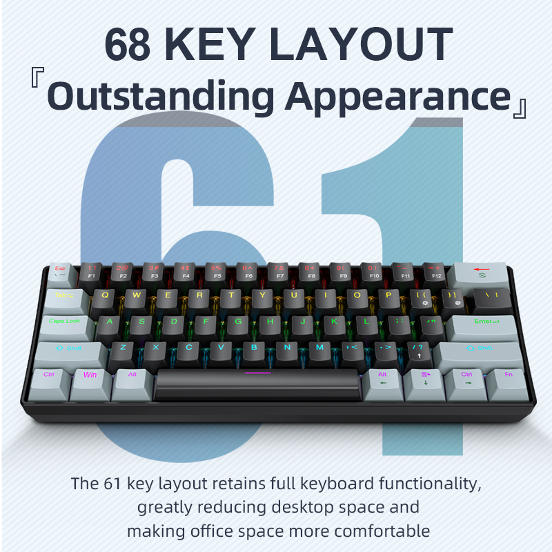 Gaming Keyboard Half - Мини-механическая клавиатура APAYADO K61, проводная, 61